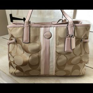 COACH Signature Stripe Tote Purse